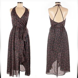 NWT Avec Les Filles Floral Halter Dress Wrap Midi Medium